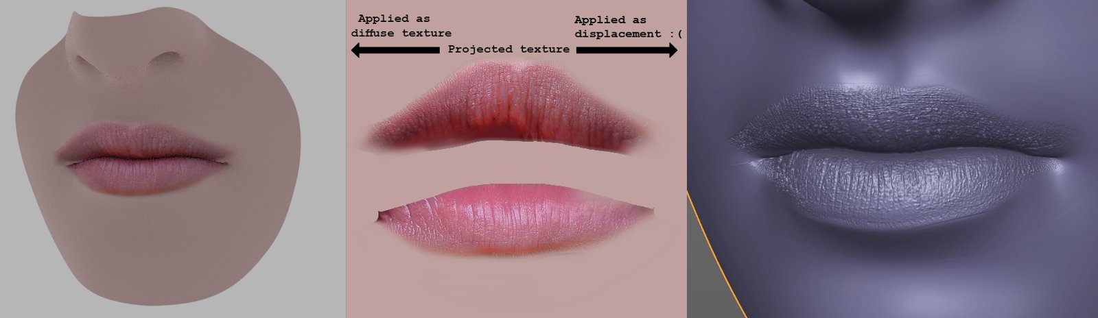 base lips model with projected texture